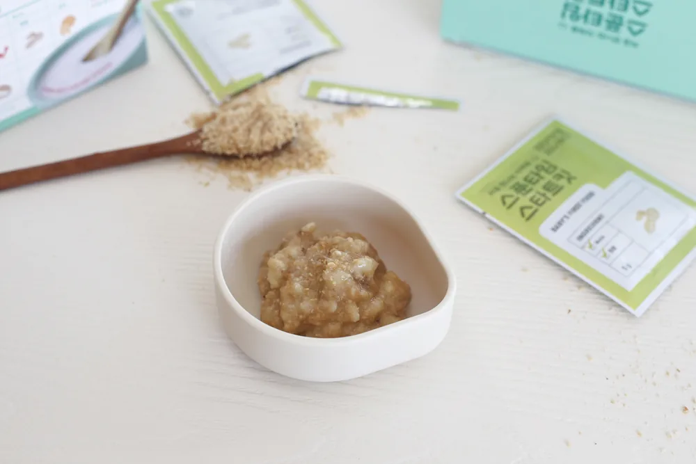 Banana Peanut Mash baby food, finished dish